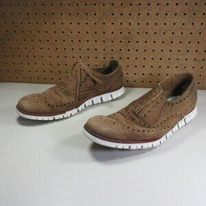 Cole Haan mens brown ZeroGrand nubuck eyelet wingtip oxfords 11.5 M